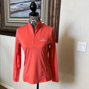 Peter Millar Coral Quarter-Zip Long Sleeve Top